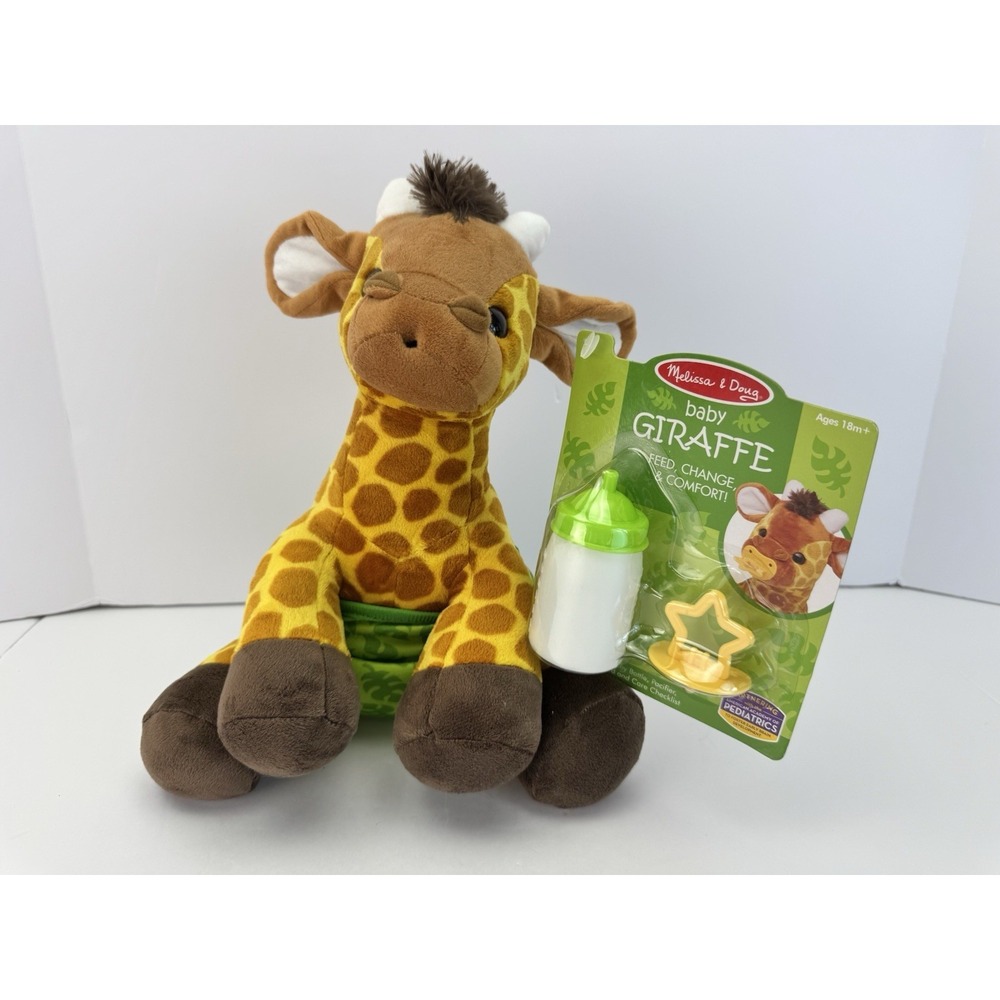 Melissa & Doug 11" Baby Giraffe Plush with Pacifier Diaper Baby Bottle